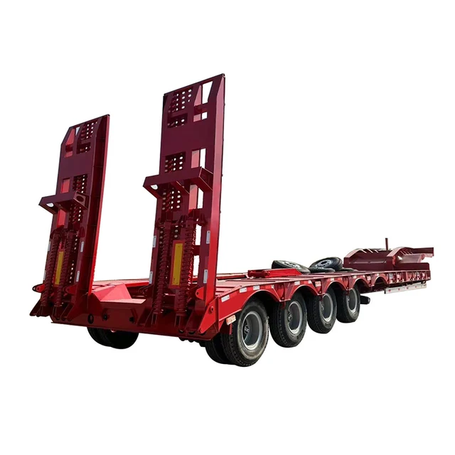 Low Price Factory Heavy Duty 2 3 4 Axels Lowboy Trailer 50 60 80 Tons Container Trailer Lowbed Low Bed Truck Semi Trailer