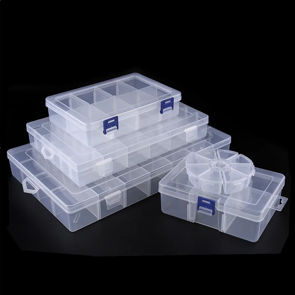 LUXIANZI Transparent Plastic Jewelry Storage Box Tool Compartment