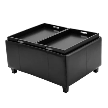Customized Colors Unique Modern Bedroom Leisure Leather Luxury Storage Ottoman Footstool