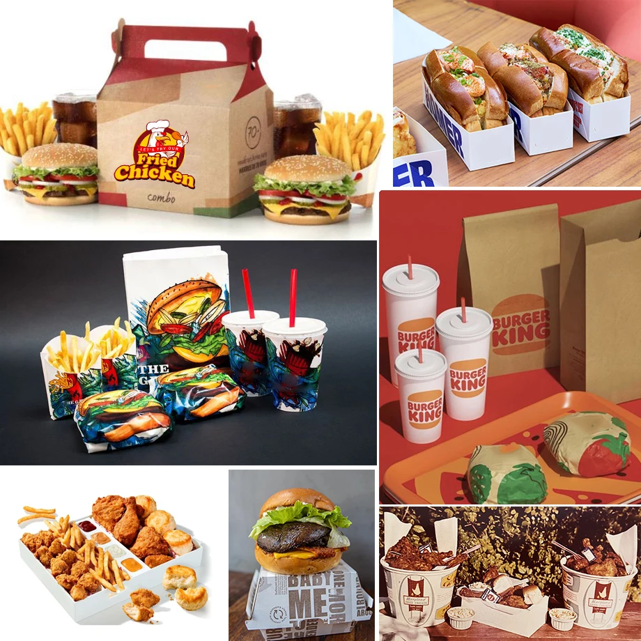 Custom Printed Fish and Chips Fast Food Packaging Boxes Disposable Take Away Snack Pack Food Container Packaging With Sauce Cup