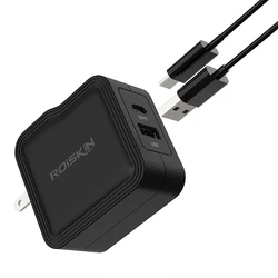 Roiskin 45 Вт/60 Вт Ган зарядное устройство портативное беспроводное быстрое PD 3 0 настенное с UK AU вилка европейского и американского для быстрой зарядки мобильного телефона мини-устройство