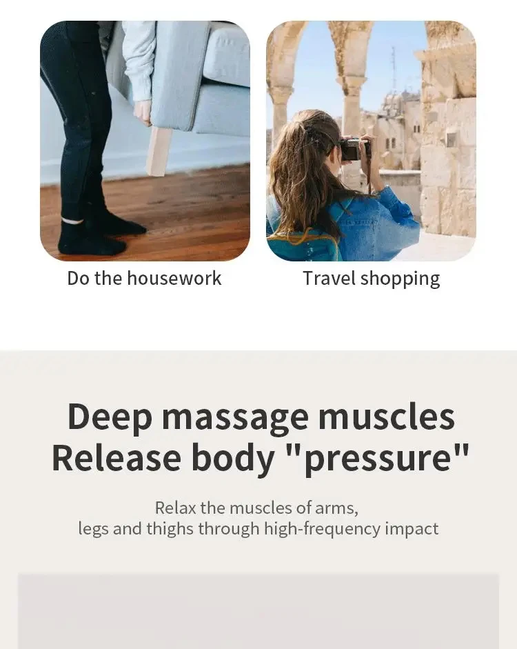 HEZHENG Hot Sale Wireless Mini Massage Gun Deep Muscle Vibrating Massager Powerful Body Massage Machine with 4 Shape Heads