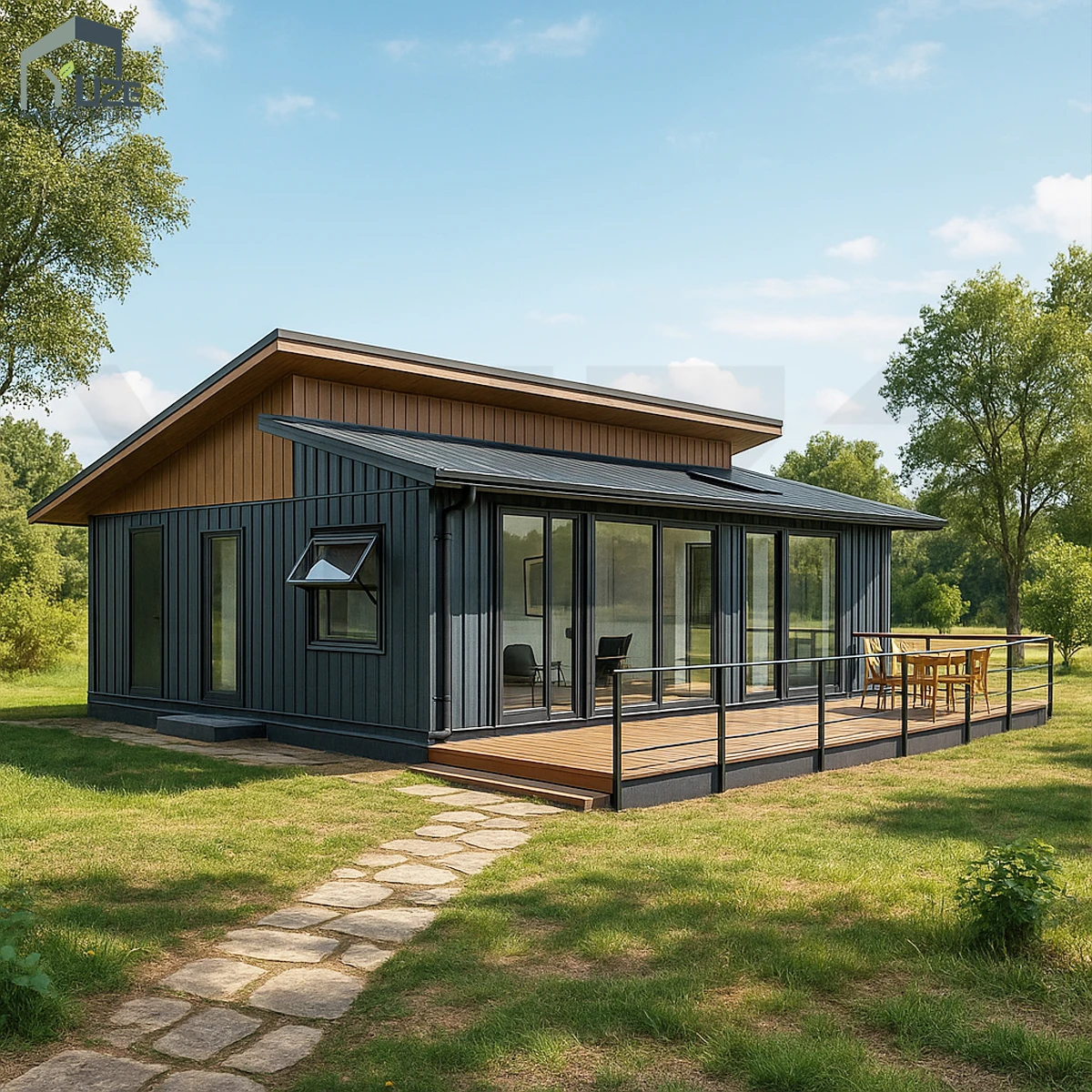 Luxury Design Large Size Prefabricated Triple 40FT Converted Shipping Container Villa House for Residential