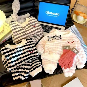 New Autumn-winter Children's Warm Homewear Sets with Added Padding and Thickness - Men's and Women's Children's Pajamas