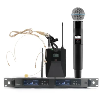 QLX24D Vocal Stage Studio Mic QLXD4 Dual Channel Handheld Microphone BETA58A/SM 58/QLXD1,high-quality Wireless Microphone QLX24D