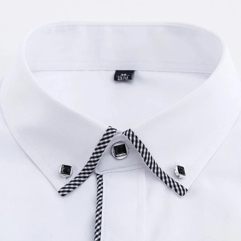 Quality Jacquard Luxury Cotton Dress Shirt Long Sleeve Business Men's