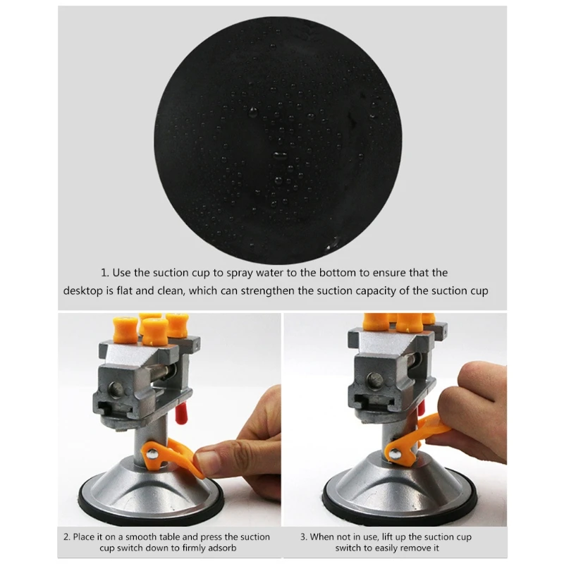 Mini Adjustable Fixed Electric Small Table Bench Vise 360 Degrees Rotatable Grinder Rotary Hand Drill Suction Cup Fixed Frame