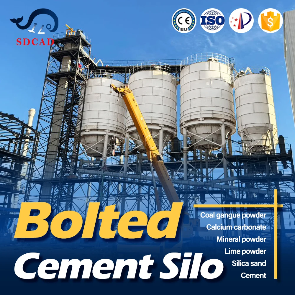 Smaller budget solution 1500 to 2000 ton cement silo with  4 columns or 4 legs truck discharge silo