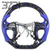 Fibra de carbono forjada azul + cuero perforado azul