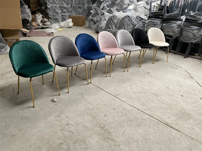 Funiture  Factory Modern Dinning Room Sets Velvet Fabric Dinning Chairs  New Hotel Restaurant Upholstered Chairs