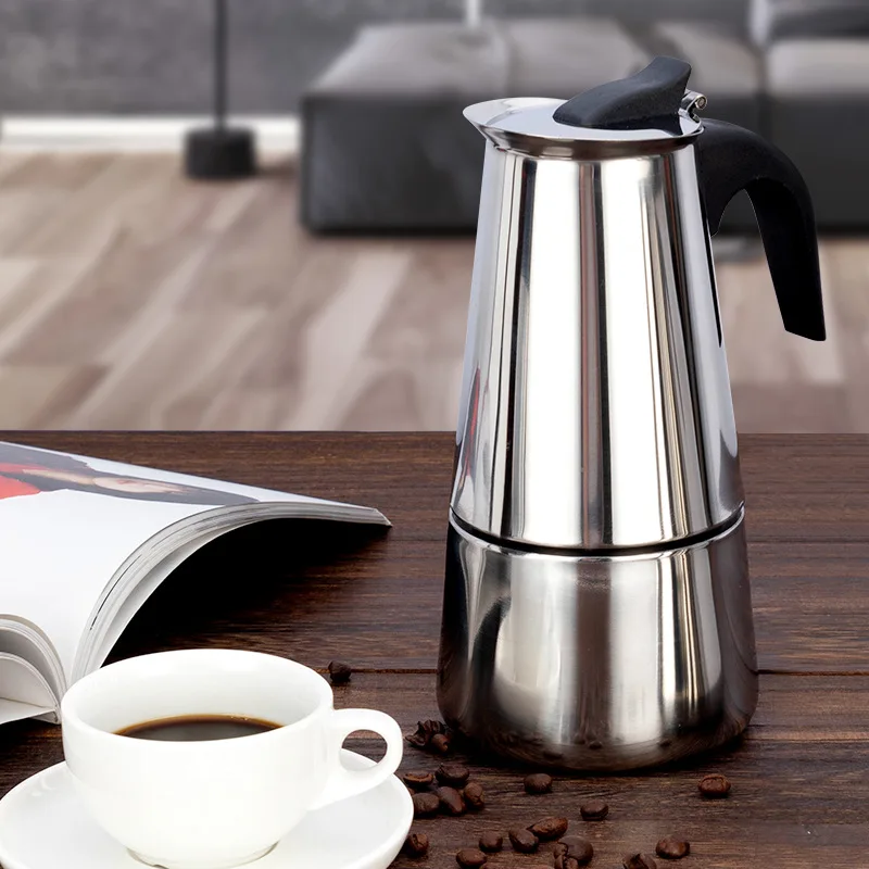 Cafetera italiana expreso Moka, estufa de acero inoxidable, cafetera superior