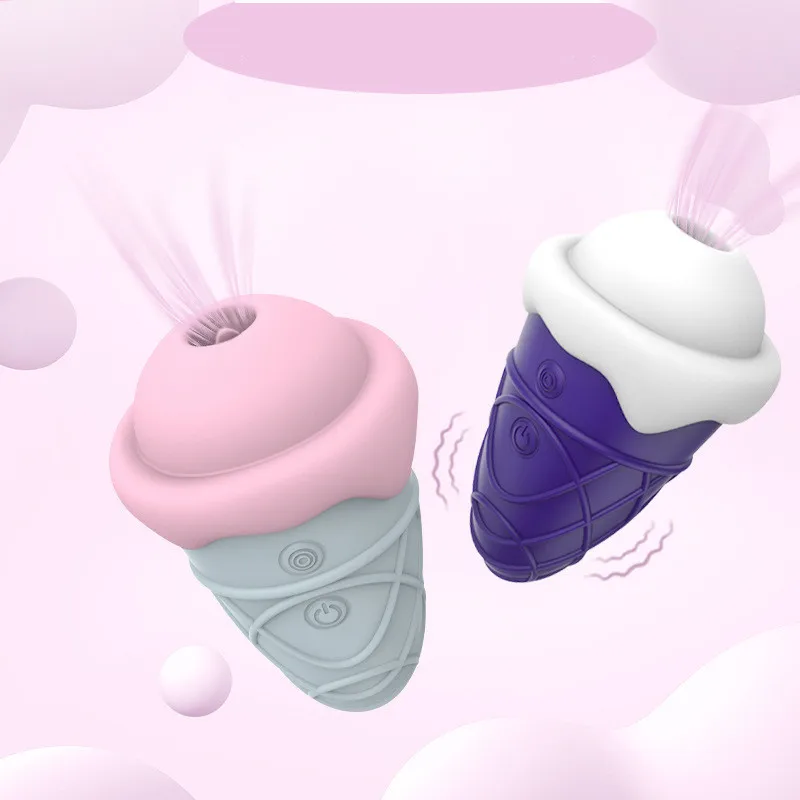 Silicone Clitoral Sweet Sucking Vibrator Ice Cream Tone Vibrator Female Stimulation Sex Toy