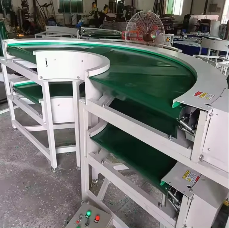 Automatic Curve Round Turning PVC Belt Conveyor D45 90 180 Degree Circular Conveyor Belt for Assembly Line