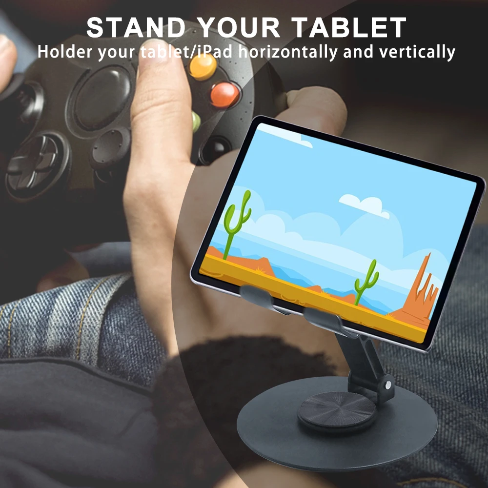 Portable Metal Fully Foldable Angle Adjustable Desk 360 Rotation Cell Phone Stand Holder for All Phones