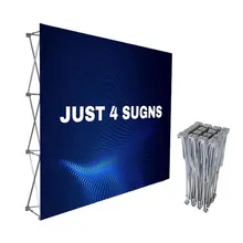 10ft Portable Fabric Trade Show Custom Pop up Backdrop Banner Fabric Display Stand Exhibit Advertising Display Wall