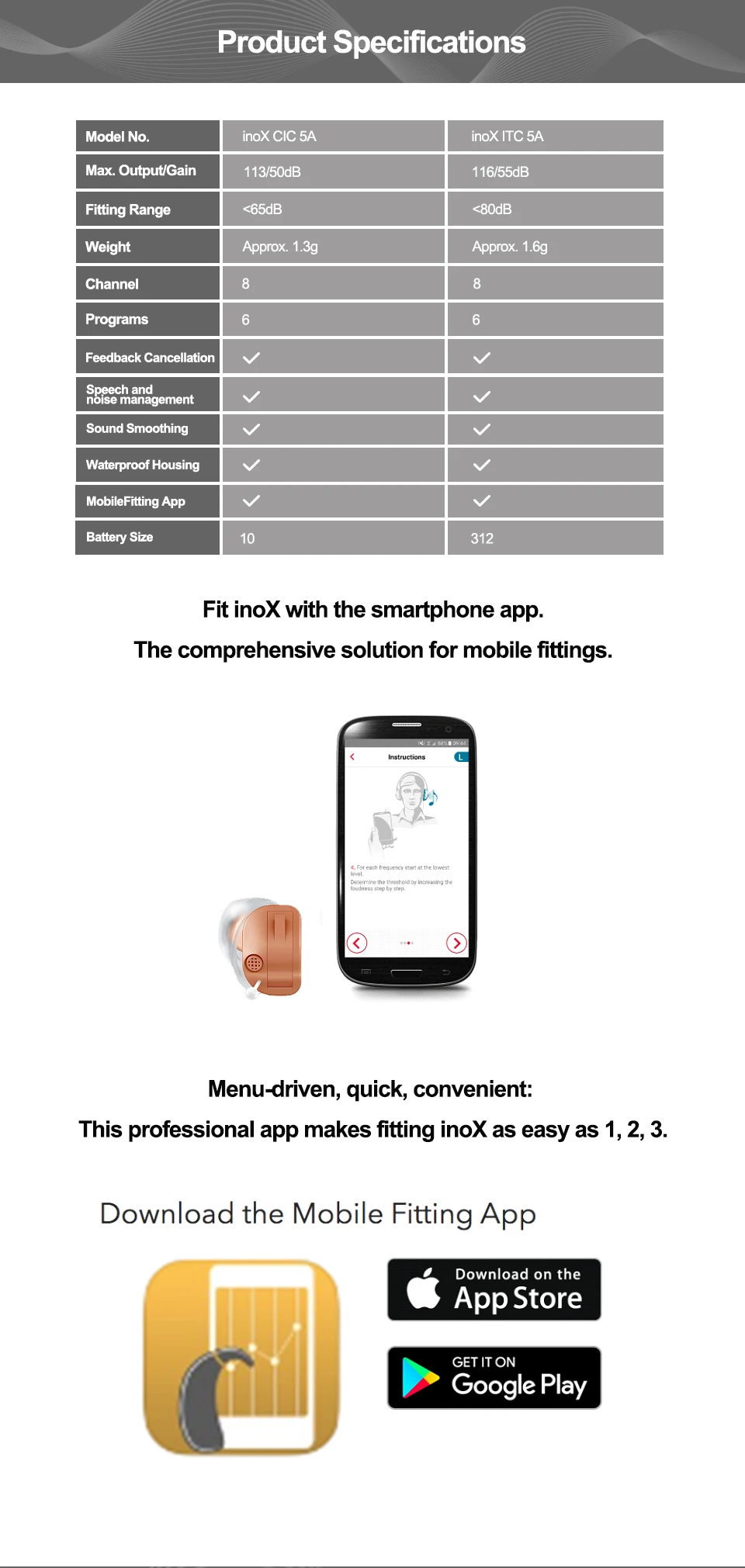 digital smart phone APP control BLE hearing aid rexton INOX CIC ITC 5A invisible hearing aid