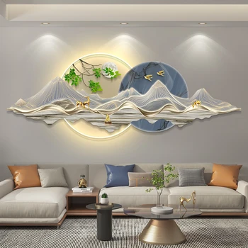 Wholesale of modern luxury landscape LED paintings  acrylic gold wall art and home decoration paintings for living room