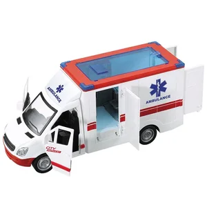 EPT Hot Sale Kid 1:16 Inertial Friction Toy Ambulance Sound Medical Ambulance Rescue Vehicle Toys