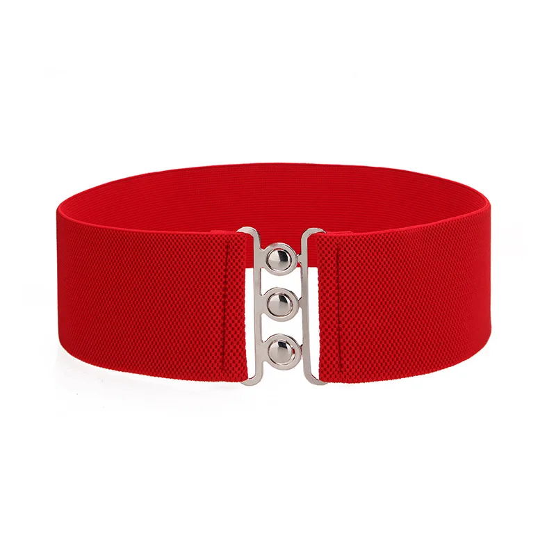 Wide Elastic Waist Belt - Retro Vertical Clasp Buckle display picture 3