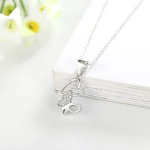 POLIVA Fashion Jewelry Popular 925 Sterling Silver Pendants Rhodium Plated Love Heart Butterfly Pendant