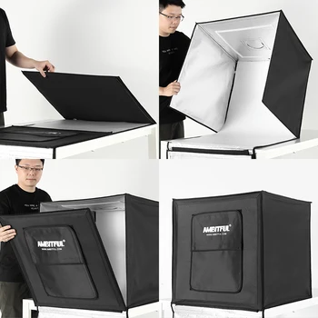 AMBITFUL 60cm LED Photo Studio LightBox Adjustable Brightness Led Photo Box With 5 Color Background Paper detail image
