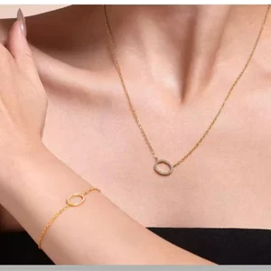 Ilona Minimalist 18k Gold Plated Necklace Bracelets Jewelry Set Zircon Fashion Luxury Stainless Steel Jewelry Sets for Women