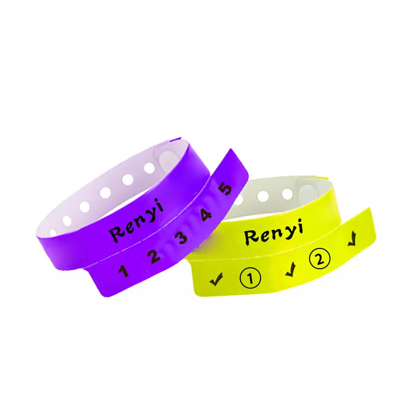 2023 Custom Writable Plastic Vinyl Disposable Identification Wristbands with Tabs