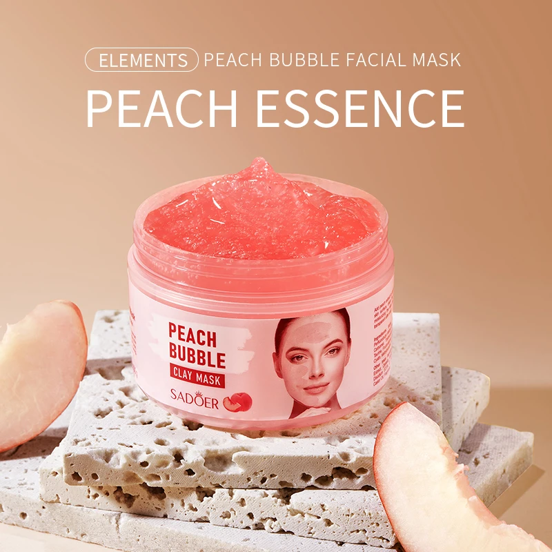 OEM SADOER Private Label Cucumber Peach Natural Moisturizing Mud Mask Skin Care Whitening Face Natural Beauty Facial Mask