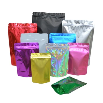 Colored Stand up Zip Lock Foil Pouches Aluminum Foil Standing Pouches Food Storage Stand up Zip Lock Bags