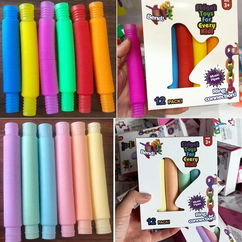 Пластиковые поп-трубки сенсорные красочные растягивающиеся игрушки-трубки для декомпрессии пластиковые игрушки-антистресс детей