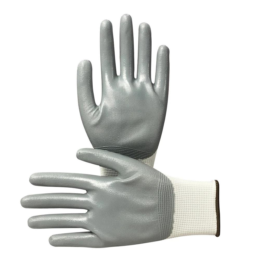China Wholesale Working Nitrile Coated Safety Industrial Work Gloves High Quality Coating Nitrile  Glove