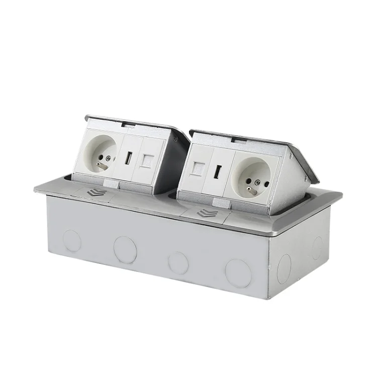 High quality French power socket multi-function information box gold hidden pop-up French standard floor socket