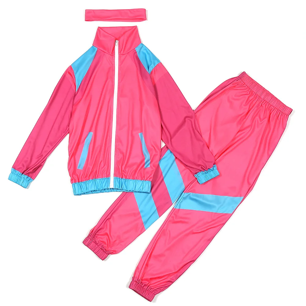 80er 90er jaren outfit heren dames 80er jaren trainingspak jas broek pak, 80er jaren kostuum heren met accessoire, retro joggingpak, 80er 90er kostuum pak koppels slechte smaak outfit voor carnaval