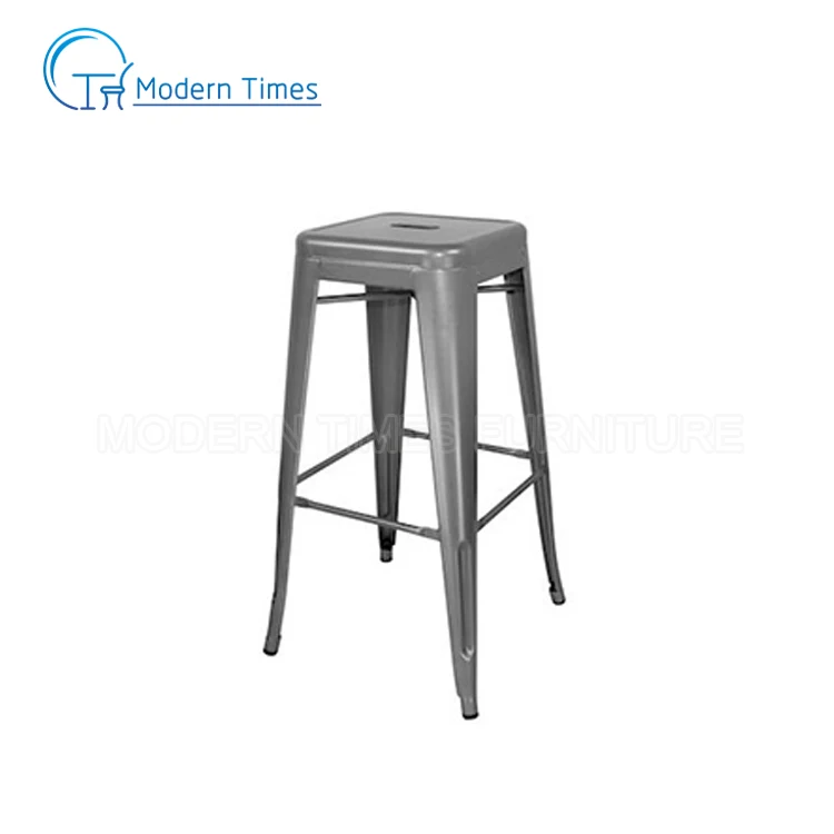 Цветной металлический барный стул с открытой спиной высотой 75