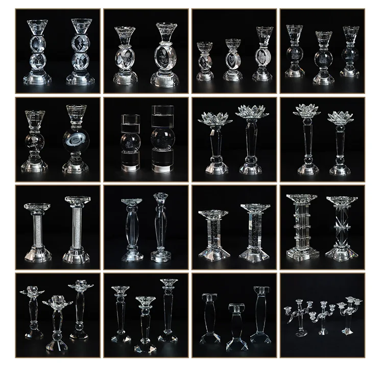 Candle holder crystal glass candlestick crystal pillar holder candles jars for dinning party table wedding decoration details