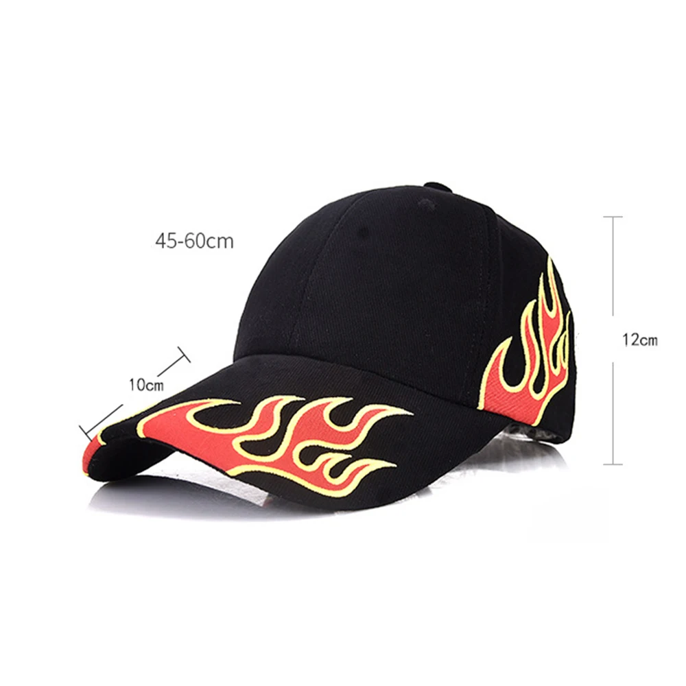 Customized Hat Full Black Hat Long Brim 10cm  Flame Style Baseball Cap