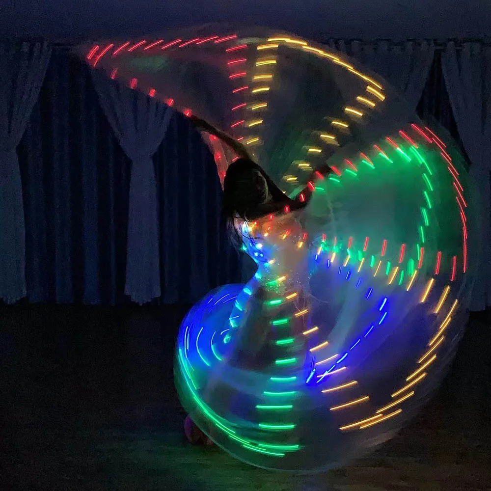 Ailes LED ISIS Rétro 360° - Avec Tige Télescopique 20-100 Cm, Pour Adulte Et Enfant, Spectacle, Carnaval, Halloween Ailes Lumineuses Adulte