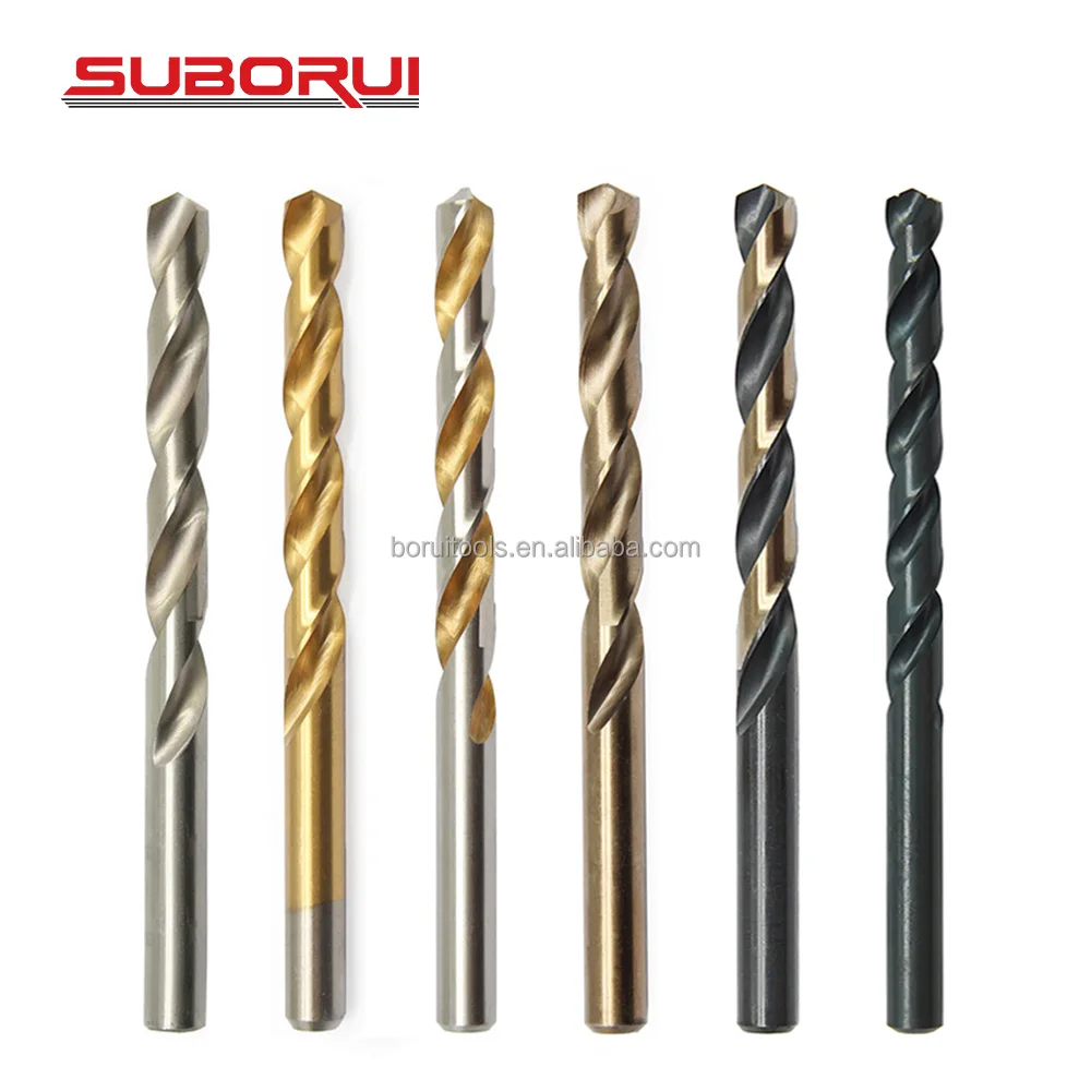 SUBORUI ODM OEM M2 4341 4241 M35 Co HSS Fully Ground Straight Shank Titanium Stainless Steel Twist Drill Bit for Metal Iron