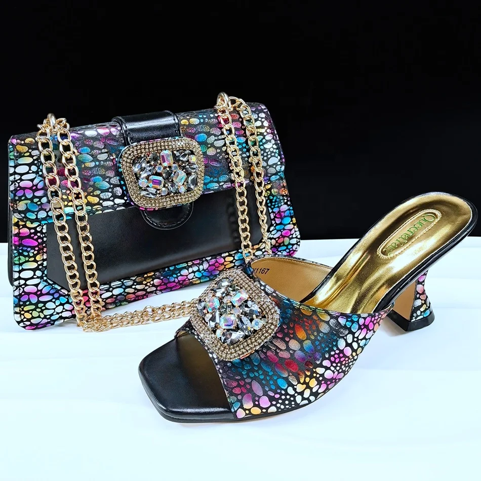 Hot Sale Women Shoes and Bag Set Low Heels Shoes and Clutch Sets for Party