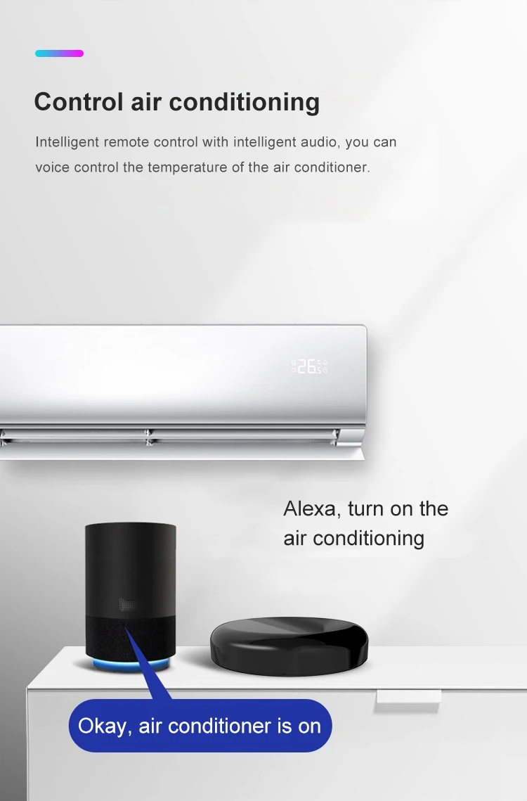 Tuya Smart Home Wifi Universal TV Smart IR Blaster Remote Control with Alexa GH for Air Conditioner