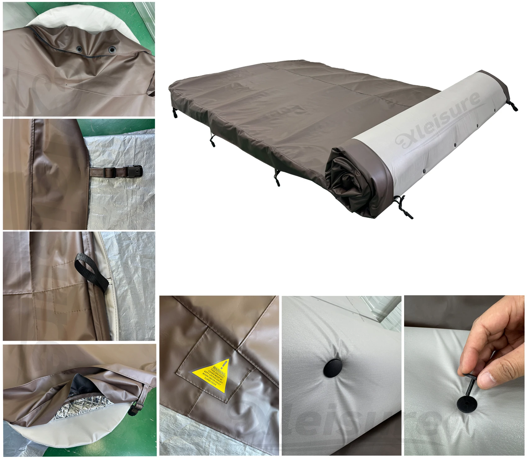 Professional Brown Color,Roll Up Swim Spa Cover 5900 X 2300 Mm With Xpe Foam And Heatreflecting
