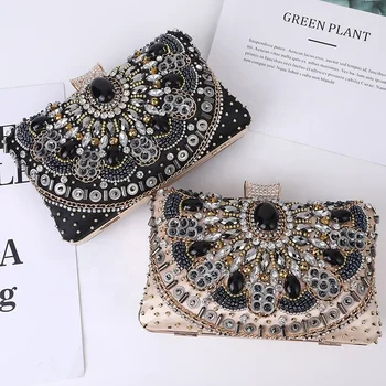 2024 Vintage Wedding Formal Handmade Beaded Rhinestone Envelope Party Women Evening Bag Women's Clutches