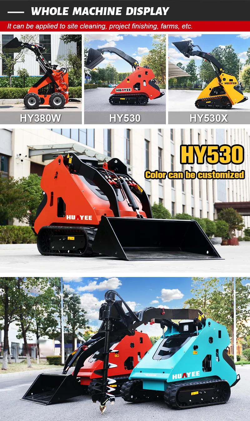 Huayee Mini Skid Steer Wheel Loader Skid Steer Diesel Loaders