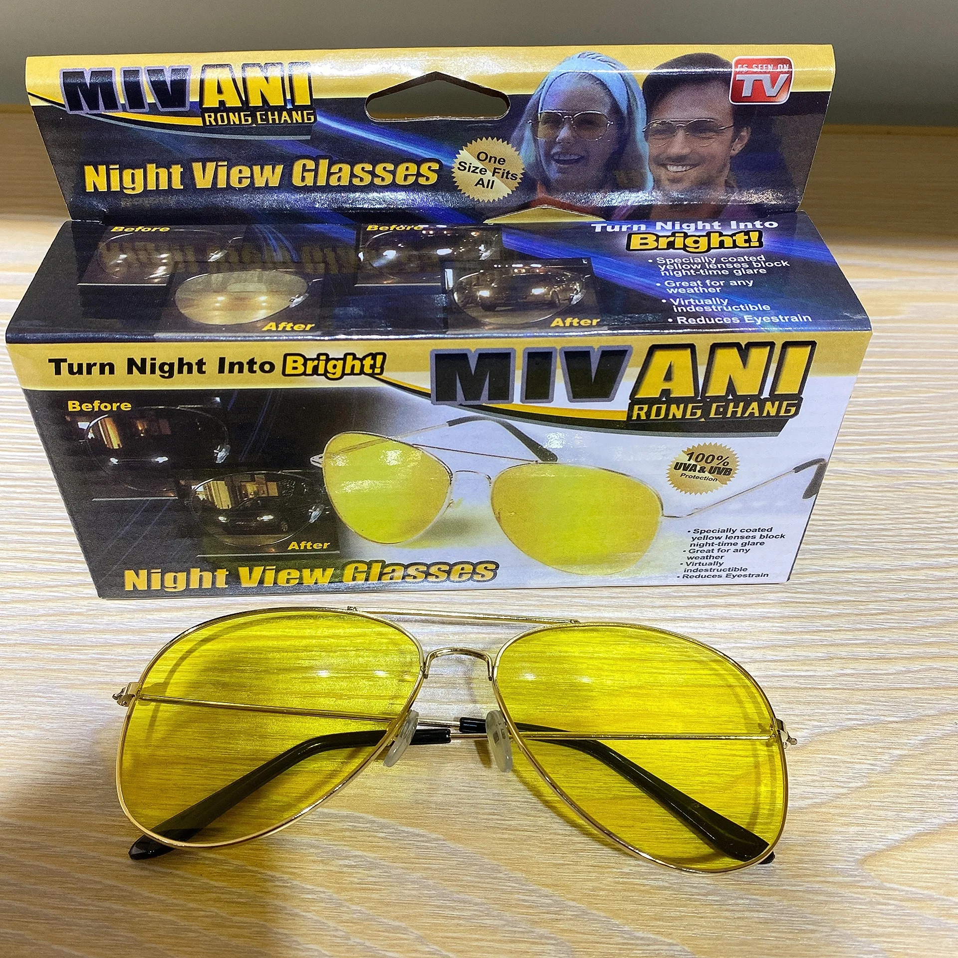 Yellow Lens Driving Night Vision Glasses Anti Glare Night Vision Glasses  Metal Aviation Sunglasses