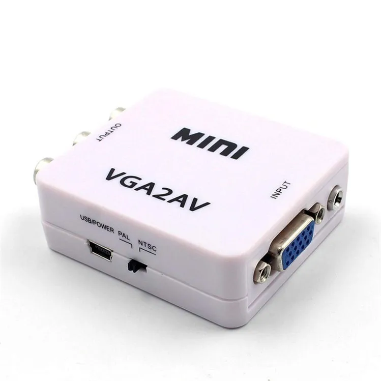 Automatically Detects and Converts 1080P VGA2AV Converter Adapter VGA to AV RCA Converter