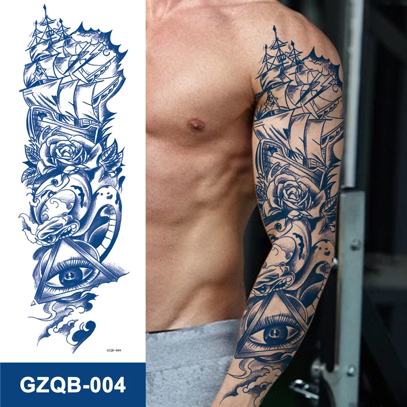 Hot Selling Adult Full Arm Semi Permanent Juice Similar Real Temporary Rich Style Water Transfer Tattoo Stickers