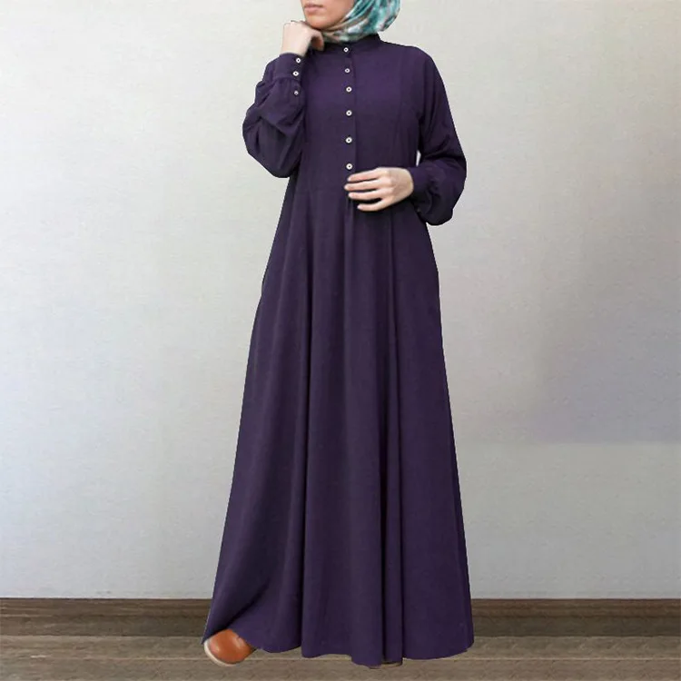 Islamic European Dress Solid Color Wrapped Robe Dubai Turkish Muslim ...