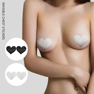 Custom Shiny Sequin Lace Fabric Breathable Sexy Adhesive Breast Petals Multi-shaped Disposable Nipple Covers for Women Party