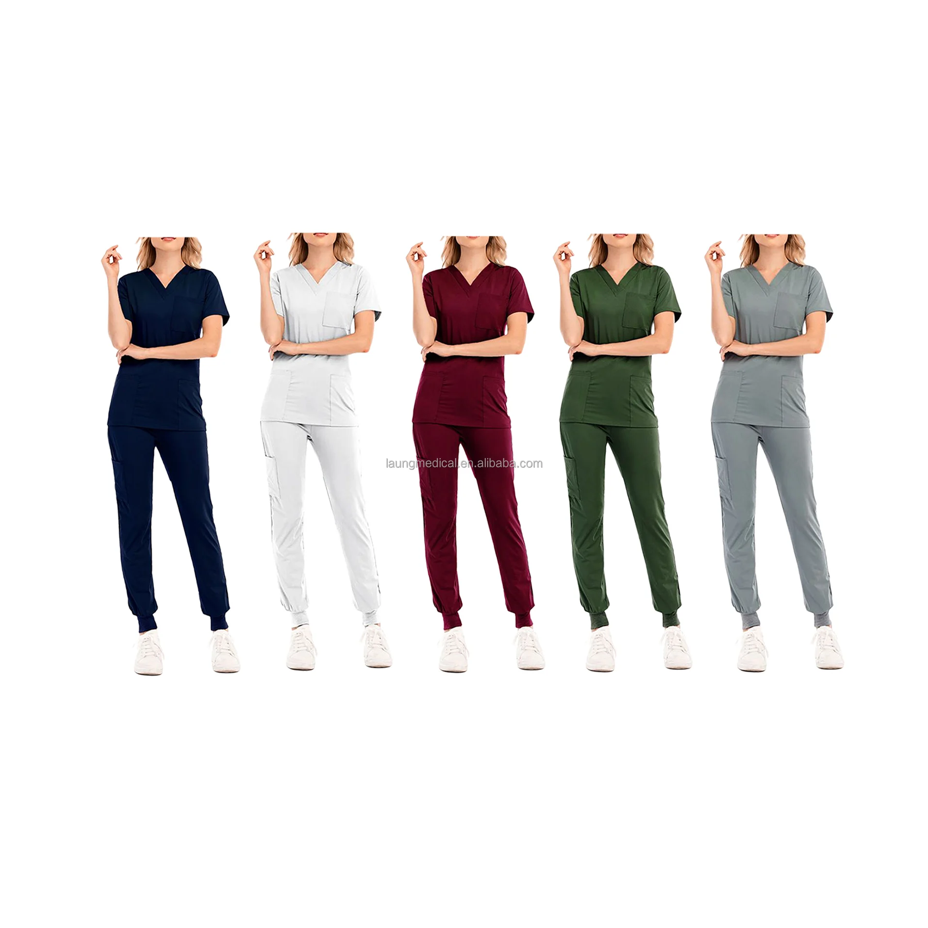 Factory Customized Uniform Hospital Nursing Polyester Spandex Rayon