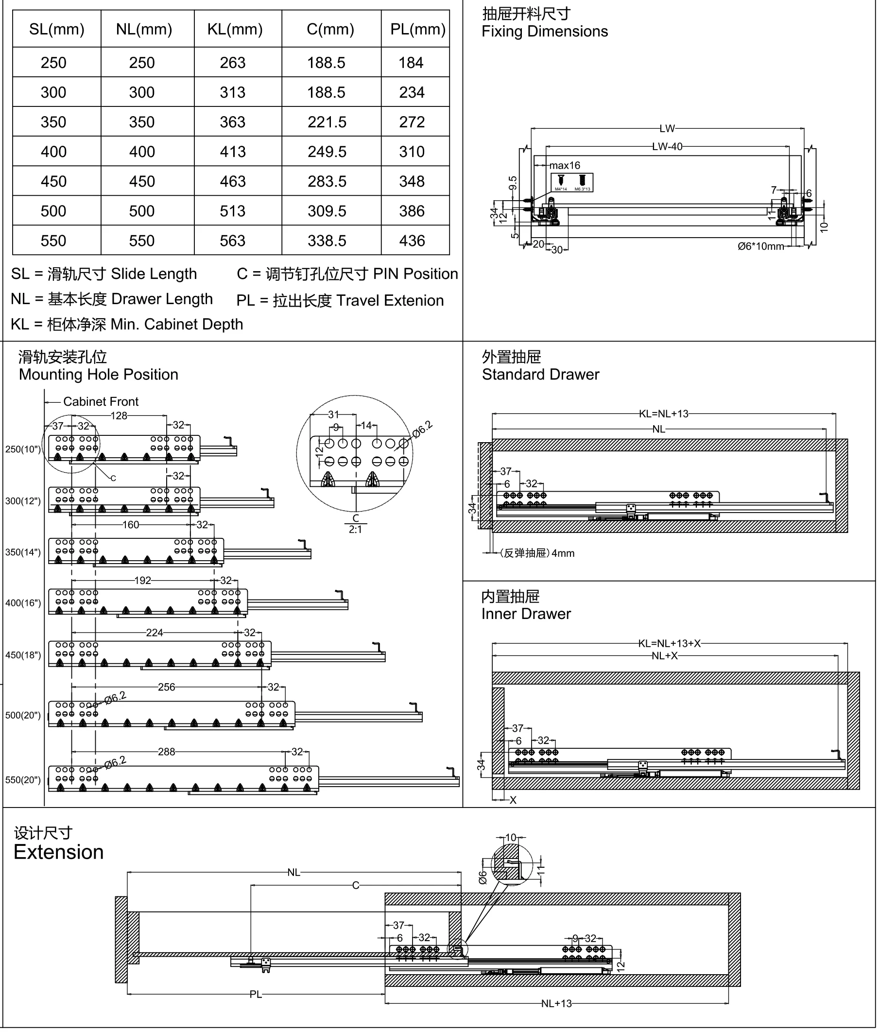 Smooth Stable Push Open Telescopic Undermount Drawer Slides Cabinet Slides
